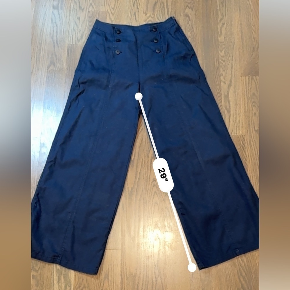 Unsubscribed  Navy Wide-Leg Women's Pants size 8  boho cottagecore F - Picture 6 of 8